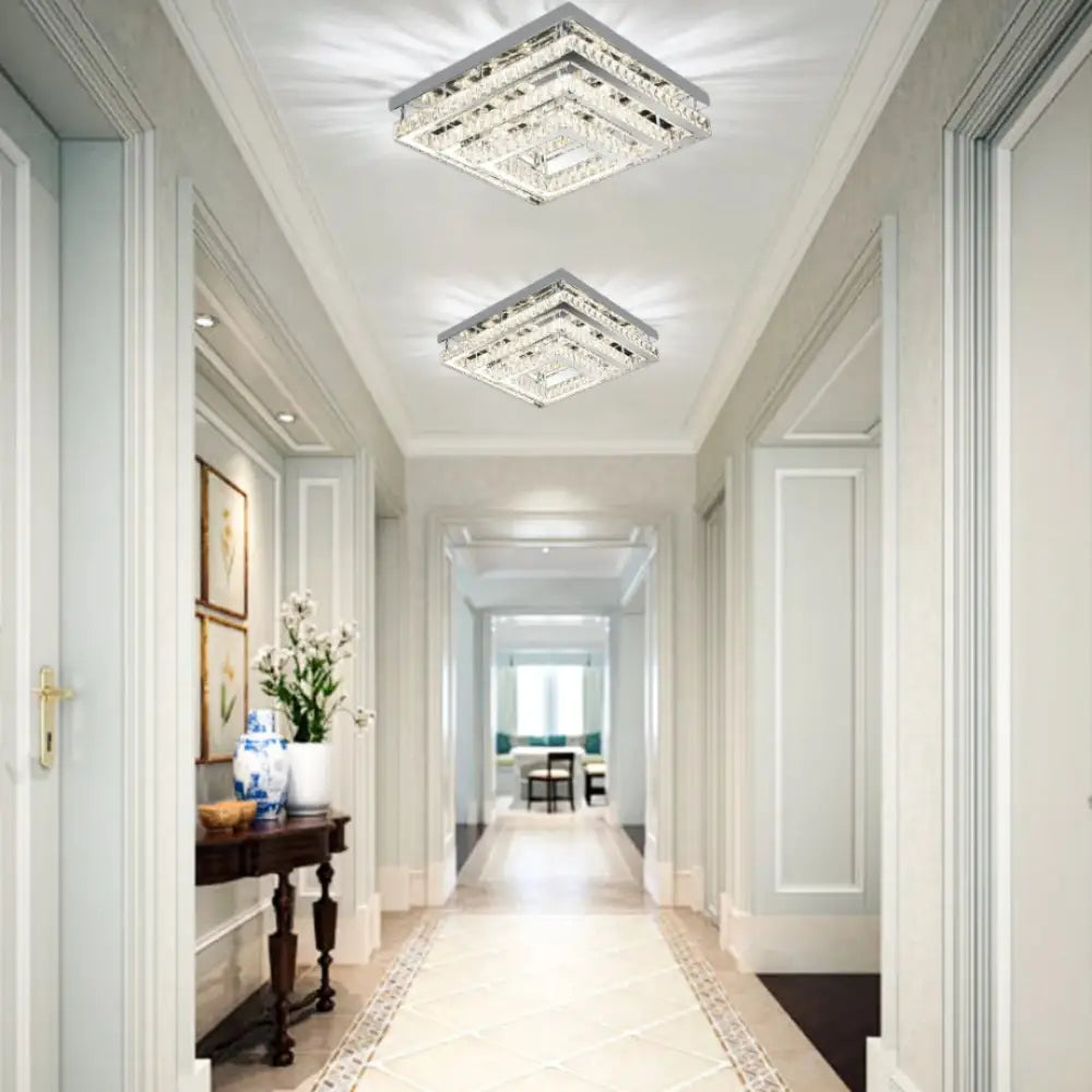 Lustra LED Exquisite Square Cristal Echivalent 400W Telecomanda CHROME / 40CM / CRISTAL Chandeliers