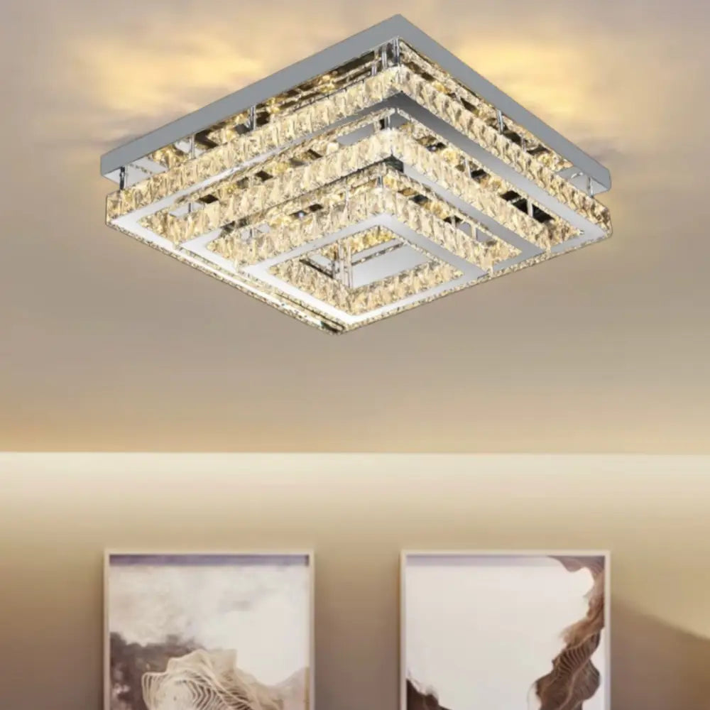 Lustra LED Exquisite Square Cristal Echivalent 400W Telecomanda CHROME / 40CM / CRISTAL Chandeliers