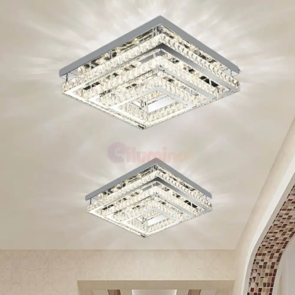 Lustra LED Exquisite Square Cristal Echivalent 400W Telecomanda CHROME / 40CM / CRISTAL Chandeliers