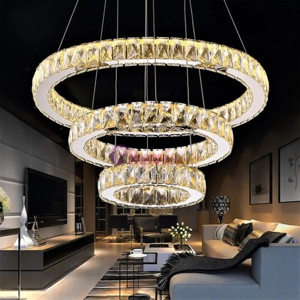 Lustra Led 120W Cristal 3 Segmente Telecomanda Chandeliers Crystal