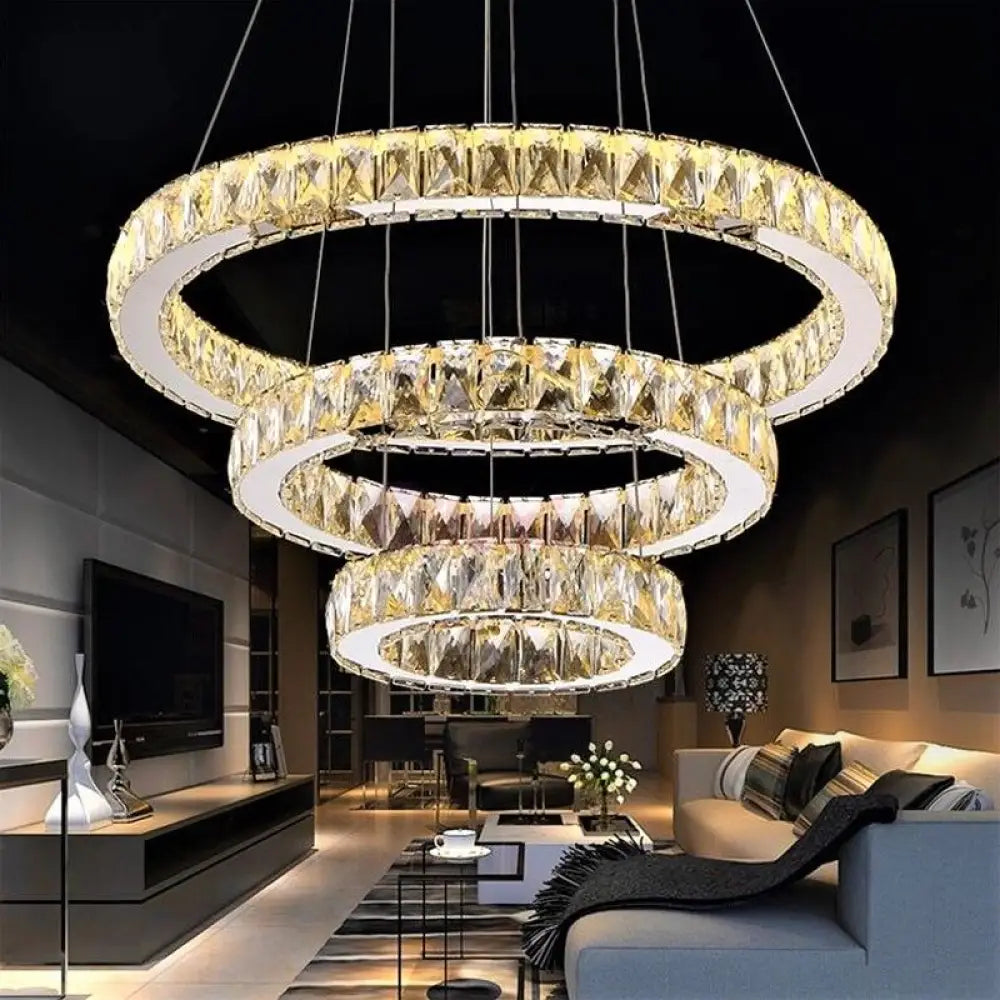 Lustra Led 120W Cristal 3 Segmente Telecomanda Chandeliers Crystal