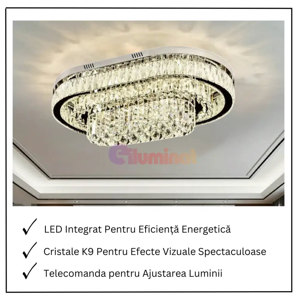 Lustra LED Aplicata Grand Aurora Cristal Telecomanda CHROME / 85CM / CRISTAL Chandeliers