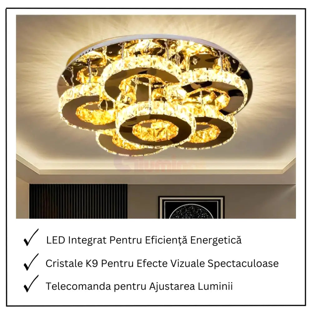 Lustra LED Elegance Aurora Cristal Telecomanda CHROME / 50CM / CRISTAL Chandeliers
