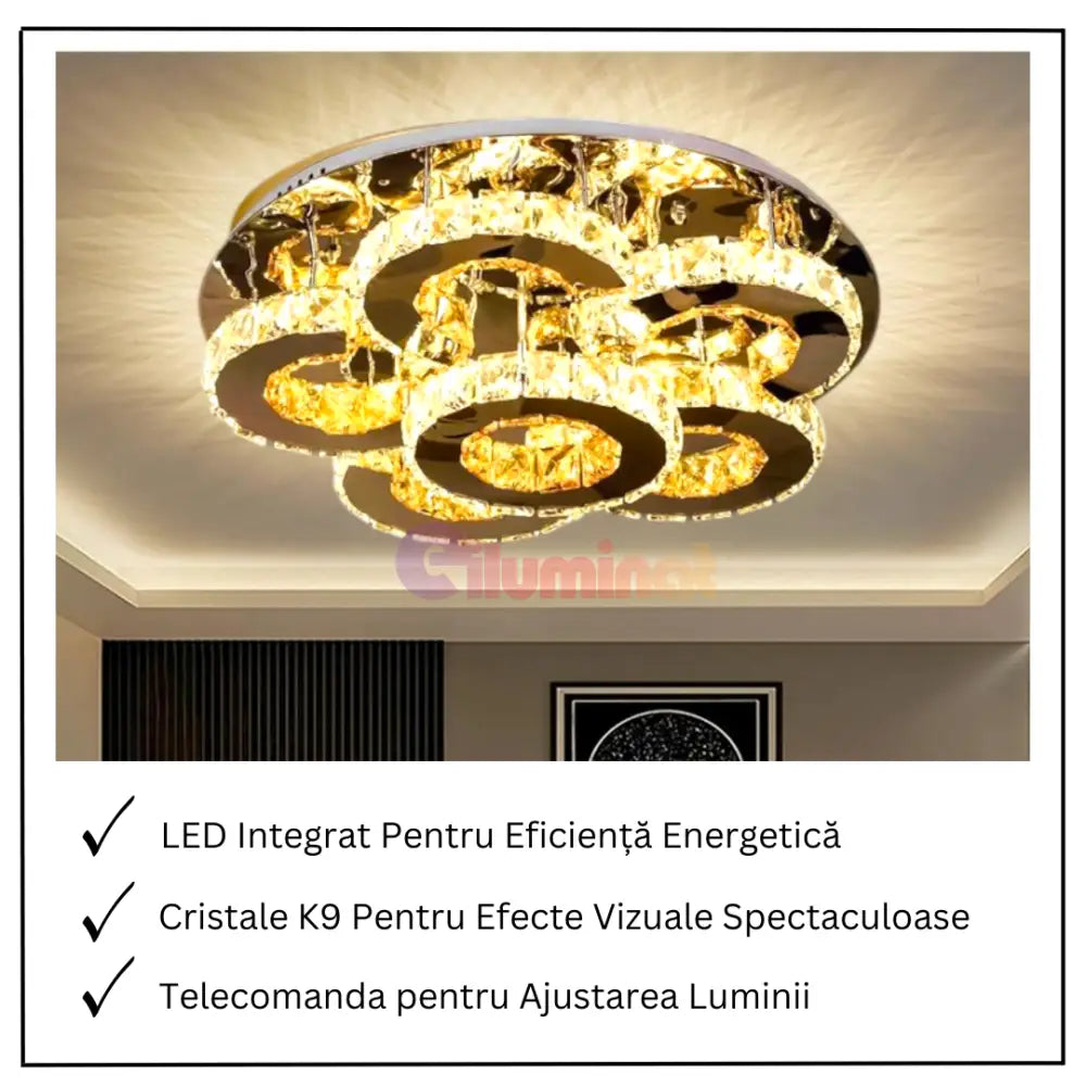 Lustra LED Elegance Aurora Cristal Telecomanda CHROME / 50CM / CRISTAL Chandeliers