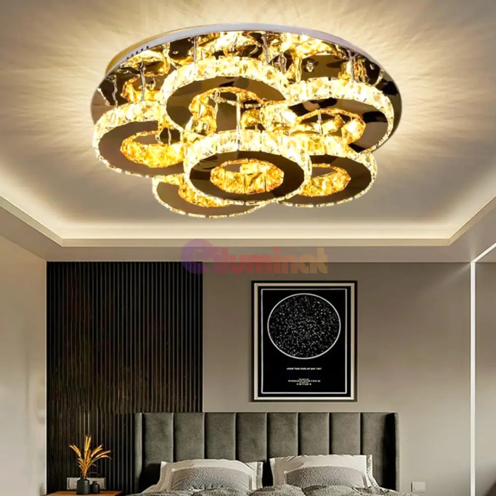 Lustra LED Elegance Aurora Cristal Telecomanda CHROME / 50CM / CRISTAL Chandeliers