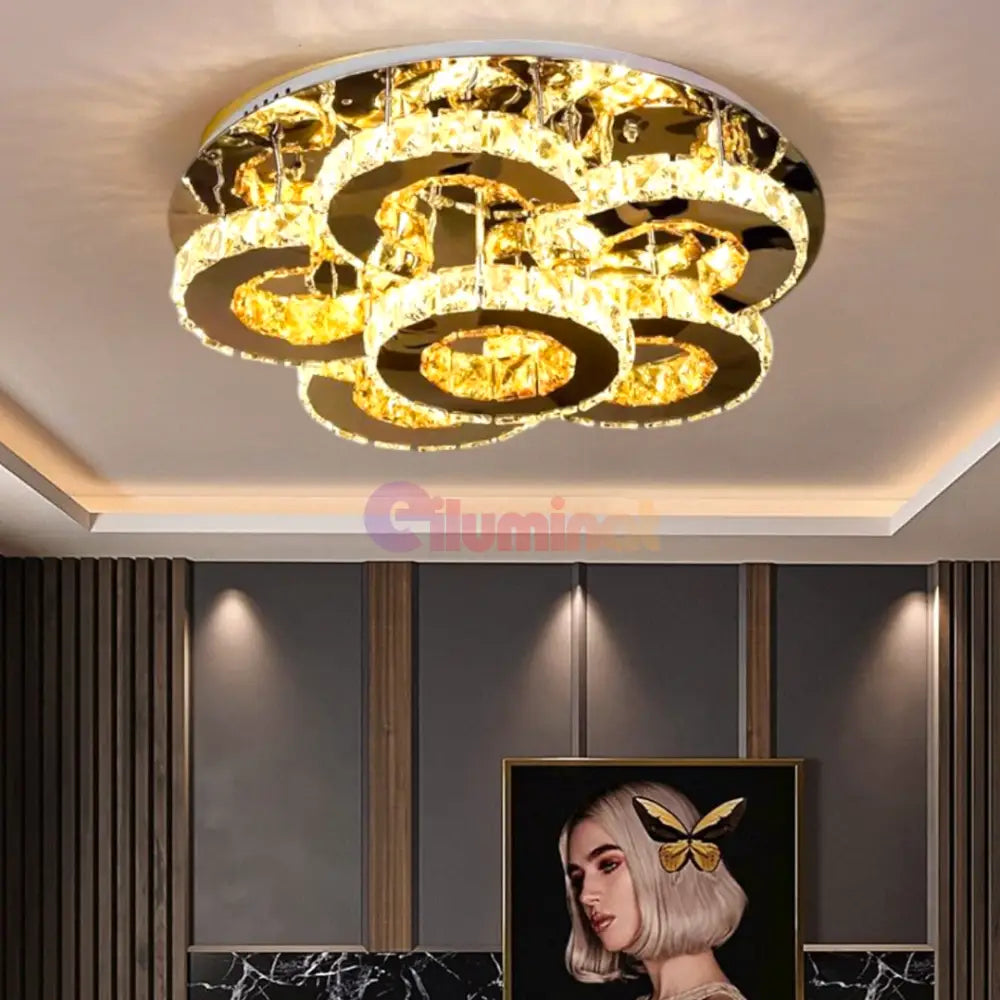 Lustra LED Elegance Aurora Cristal Telecomanda CHROME / 50CM / CRISTAL Chandeliers