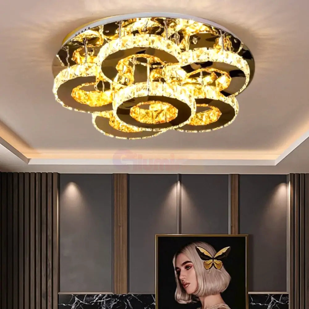 Lustra LED Elegance Aurora Cristal Telecomanda CHROME / 50CM / CRISTAL Chandeliers