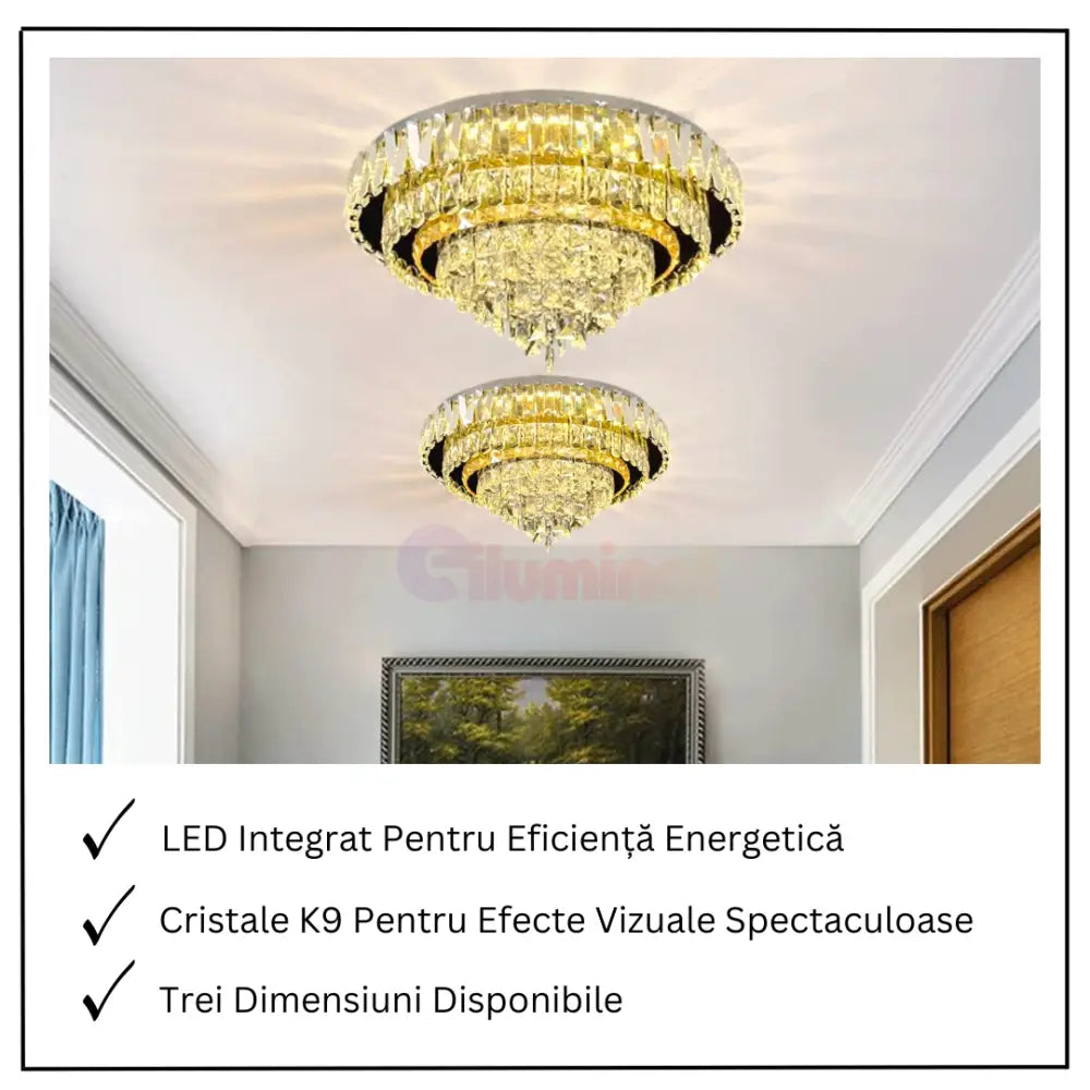 Lustra LED Aplicata Grand Aura Cristal Telecomanda Chandeliers