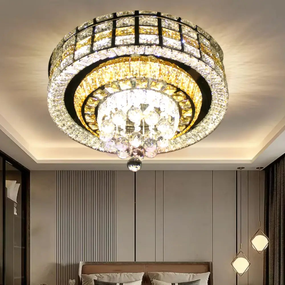 Lustra LED Aplicata Luxor Gold Cristal Telecomanda Chandeliers