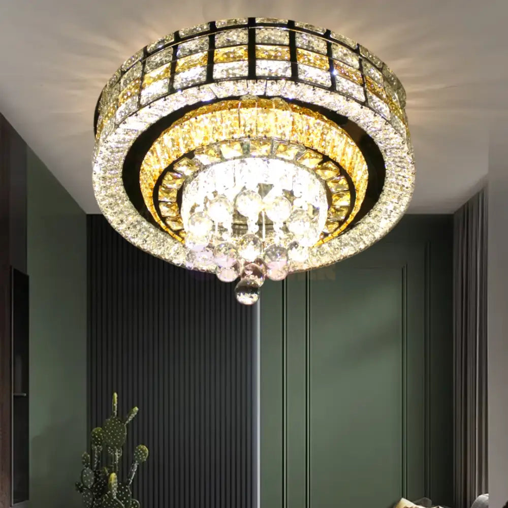 Lustra LED Aplicata Luxor Gold Cristal Telecomanda Chandeliers