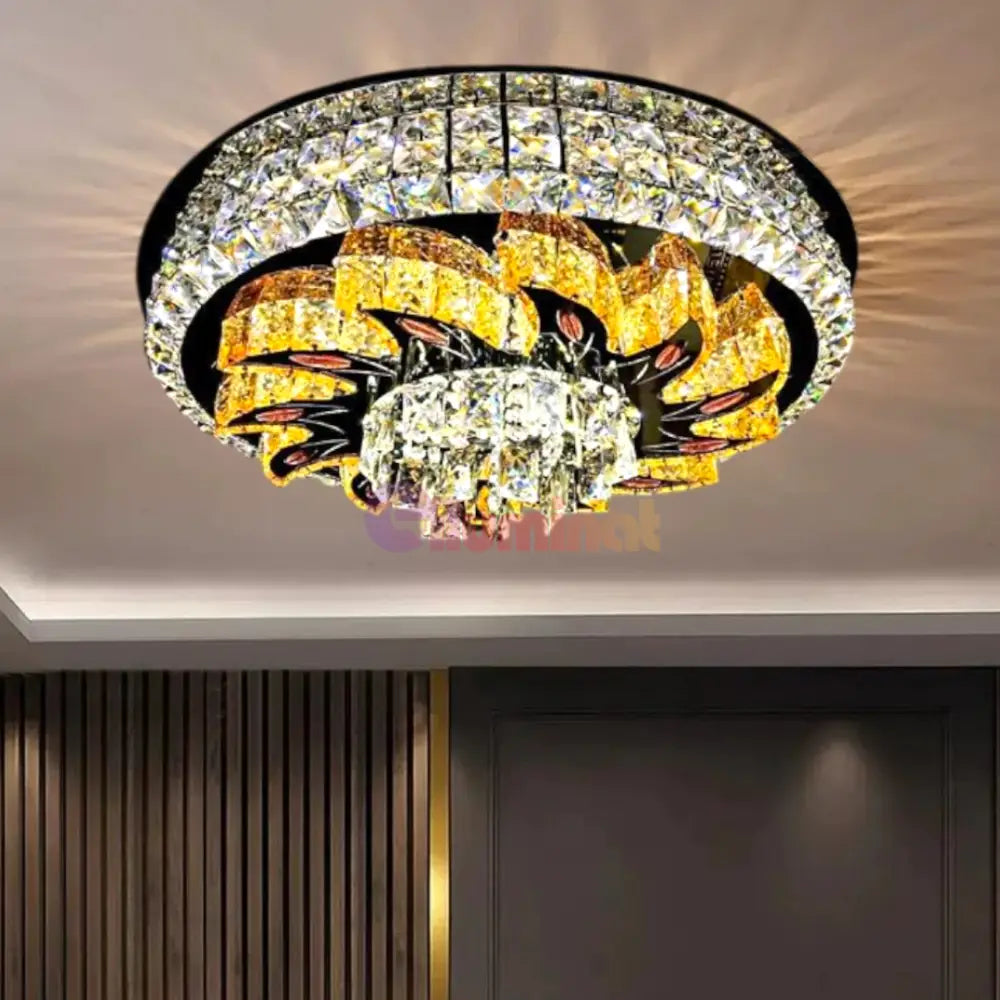 Lustra LED Aplicata Majestic Bloom Cristal Telecomanda CHROME / 60CM / CRISTAL Chandeliers