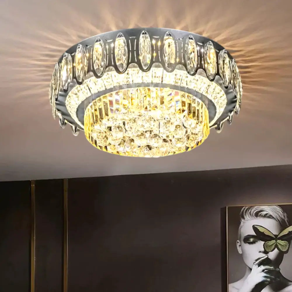 Lustra LED Aplicata Majestic Crown Cristal Telecomanda Chandeliers