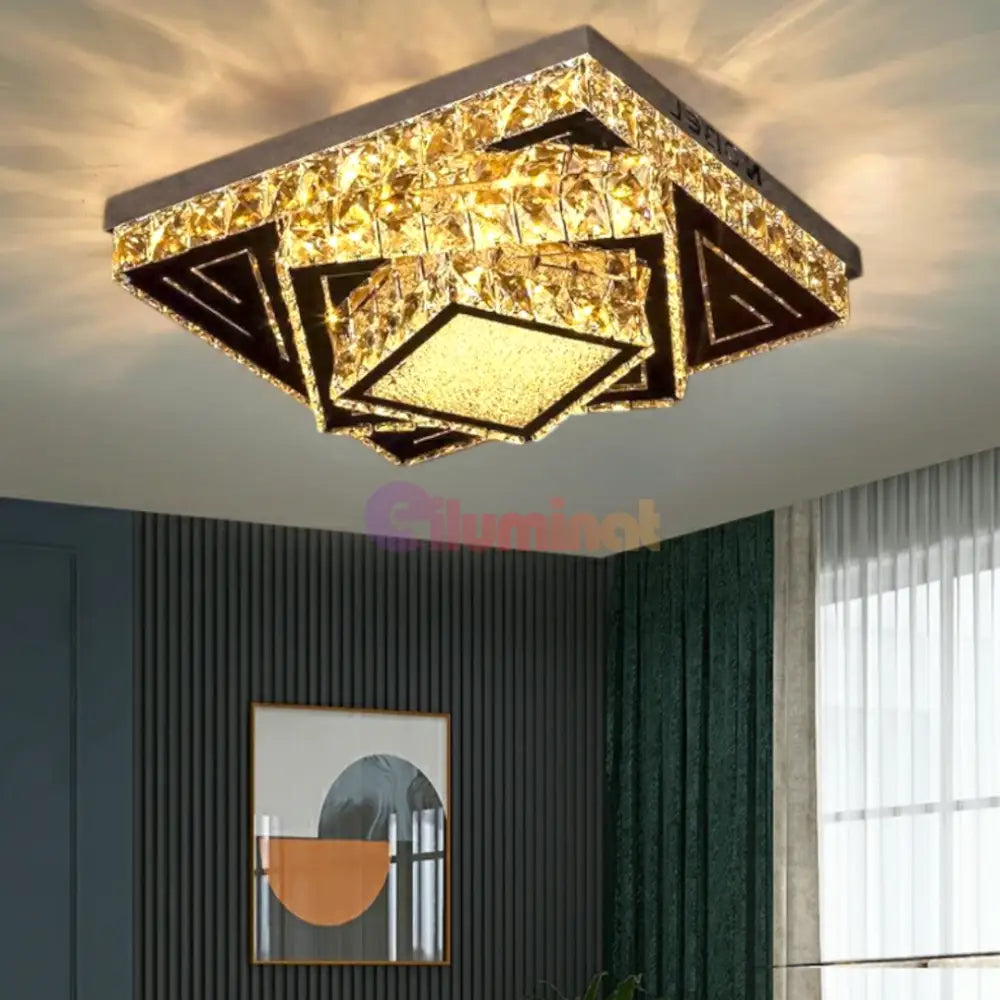 Lustra LED Aplicata Royal Prism Cristal Telecomanda CHROME / 40CM / CRISTAL Chandeliers