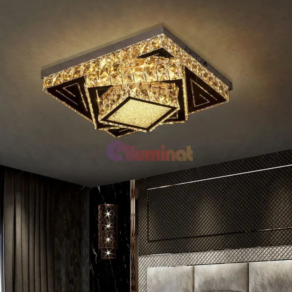Lustra LED Aplicata Royal Prism Cristal Telecomanda CHROME / 40CM / CRISTAL Chandeliers