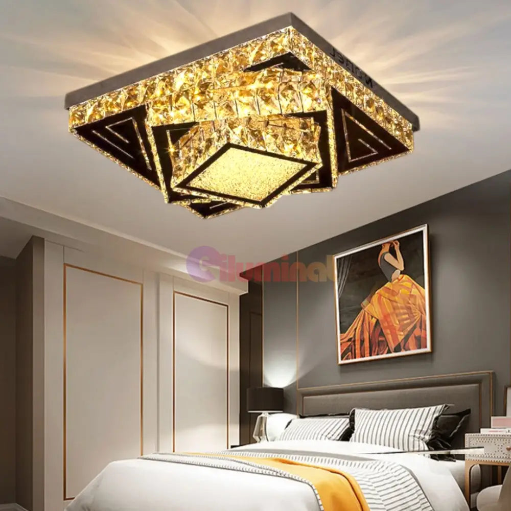 Lustra LED Aplicata Royal Prism Cristal Telecomanda CHROME / 40CM / CRISTAL Chandeliers