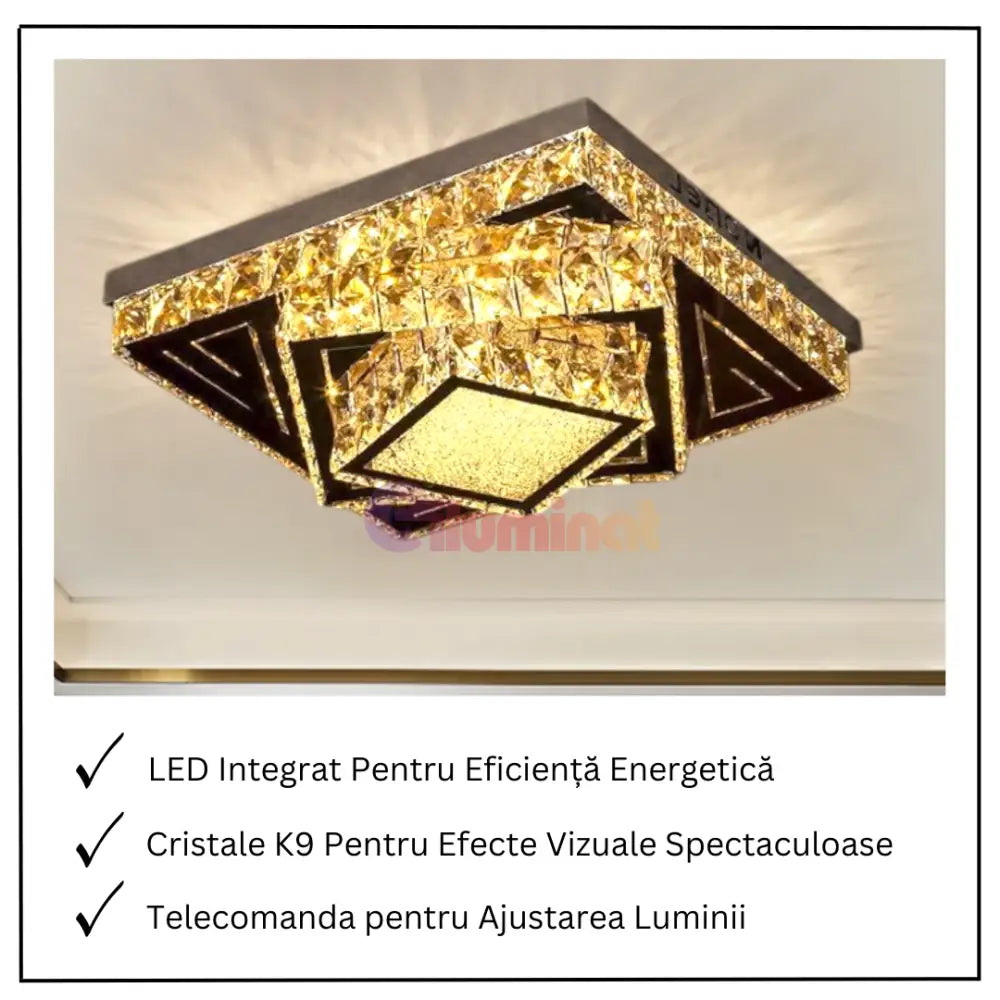 Lustra LED Aplicata Royal Prism Cristal Telecomanda CHROME / 40CM / CRISTAL Chandeliers