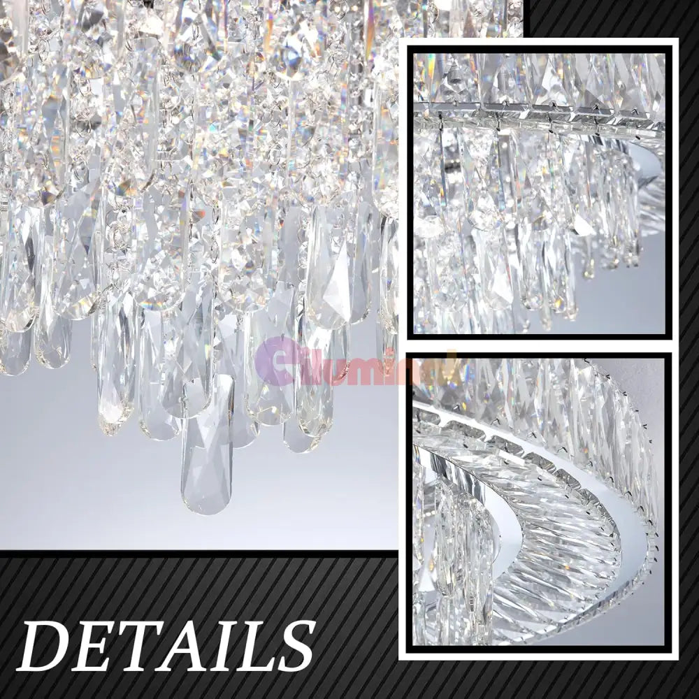 Lustra LED Cristal Aplicata Royal Round Telecomanda Echivalent 700W CHROME / 50CM / CRISTAL Chandeliers