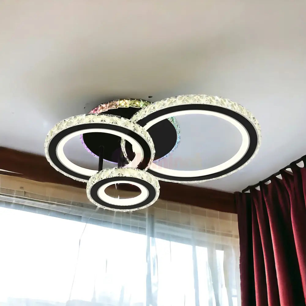 Lustra Led Cristal Ciryla Black Rgb Echivalent 500W Lighting Fixtures