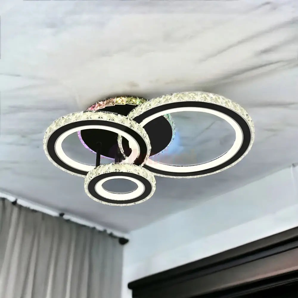 Lustra Led Cristal Ciryla Black Rgb Echivalent 500W Lighting Fixtures