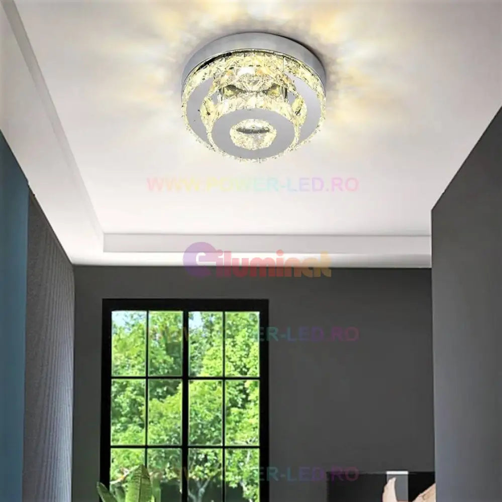 Lustra Led Cristal Double Circle Echivalent 200W Lighting Fixtures