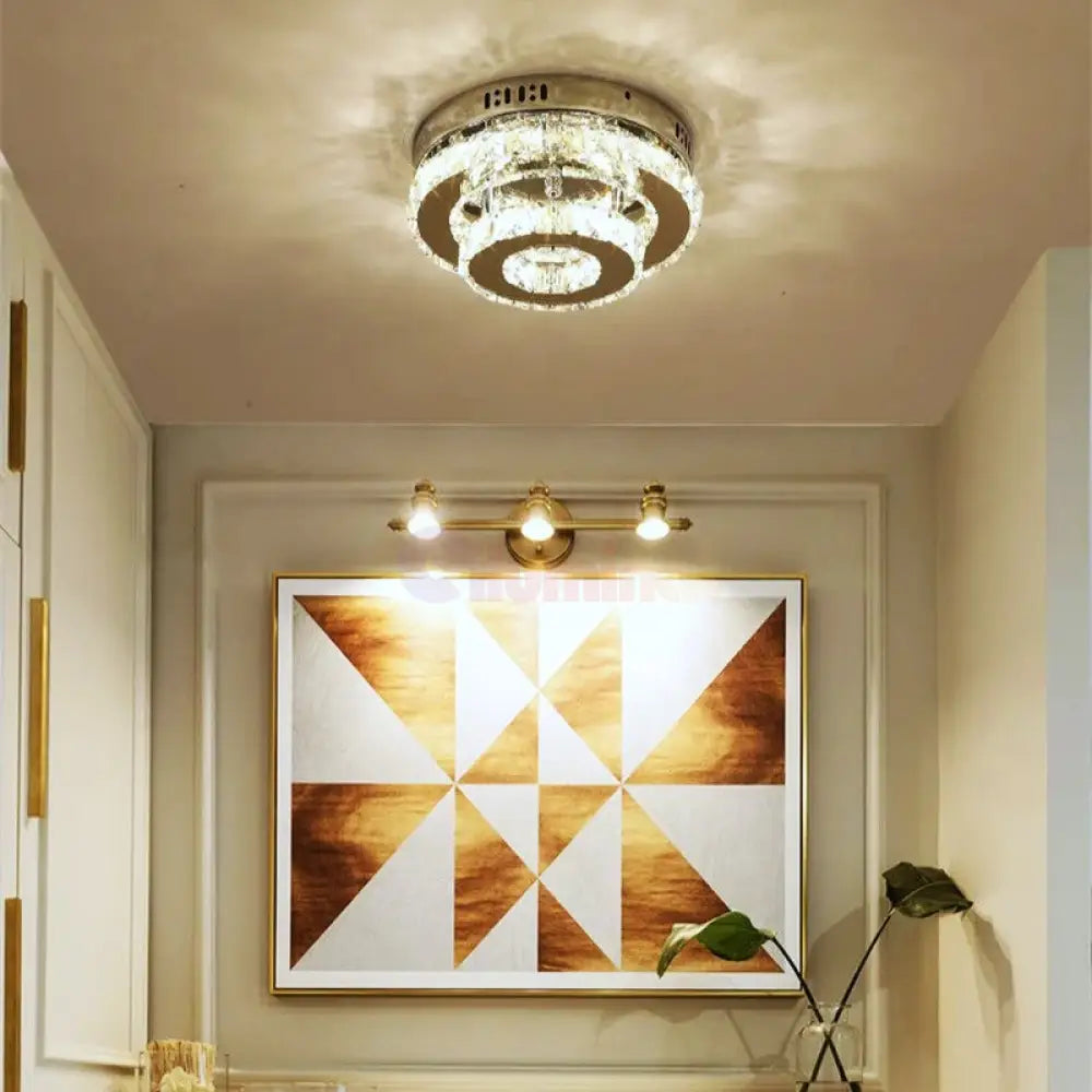 Lustra Led Cristal Double Circle Echivalent 200W Lighting Fixtures