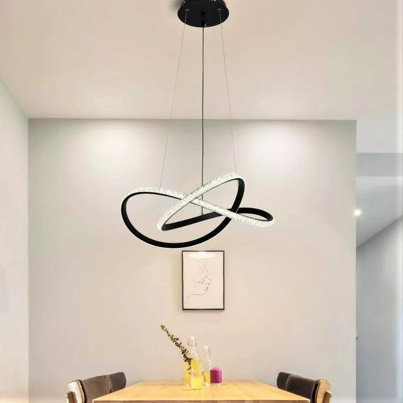 Lustra Led 66W Cristal Infinity Black 2 Segmente 3 Functii Chandeliers