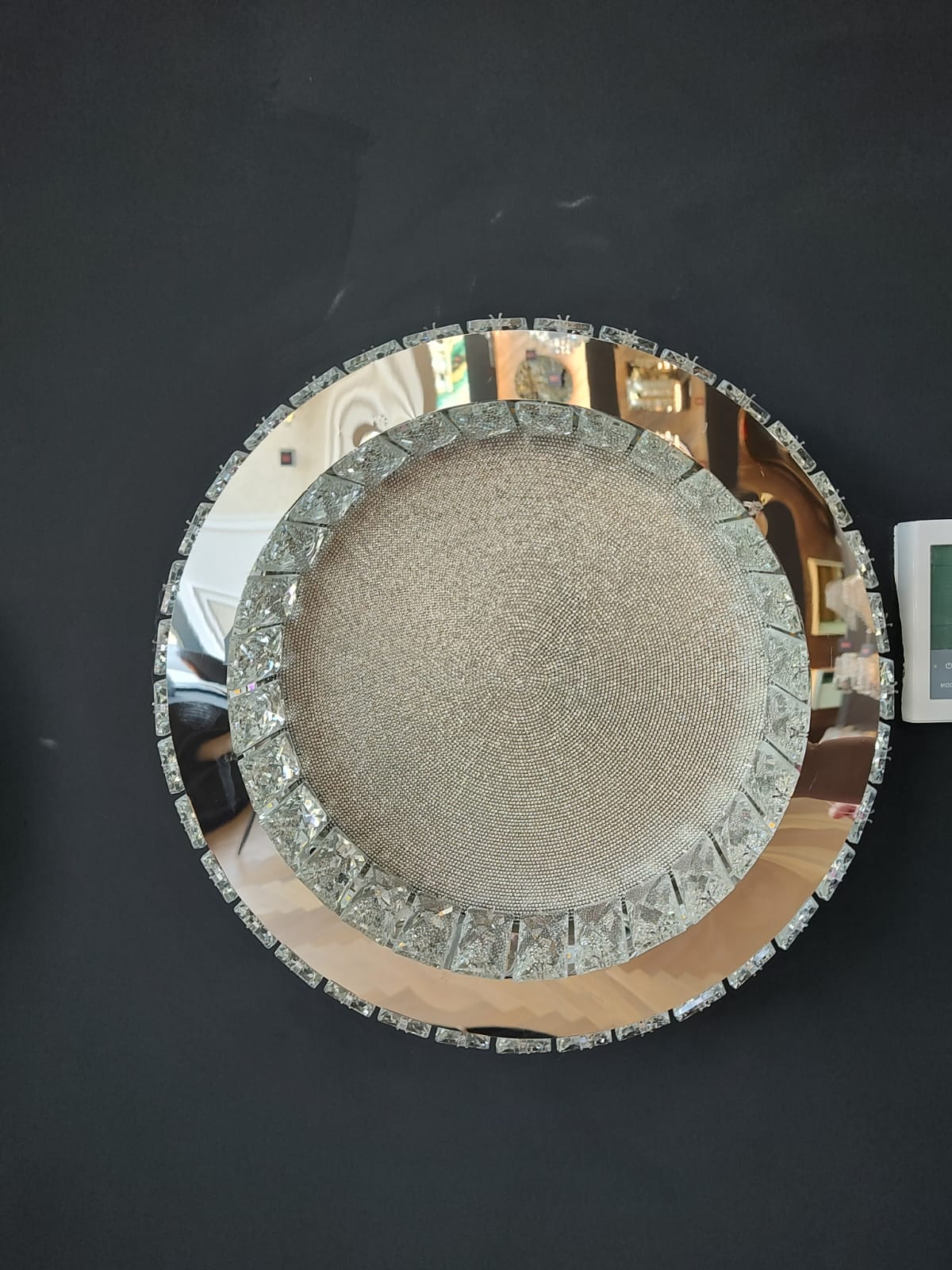 Lustra LED Argintie Glamour Round CRISTAL Telecomanda Chandeliers Crystal