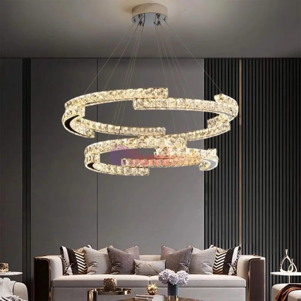 Lustra Led 118W Cristal Suspendata Glamorous 2 Segmente Ceiling Light Fixtures