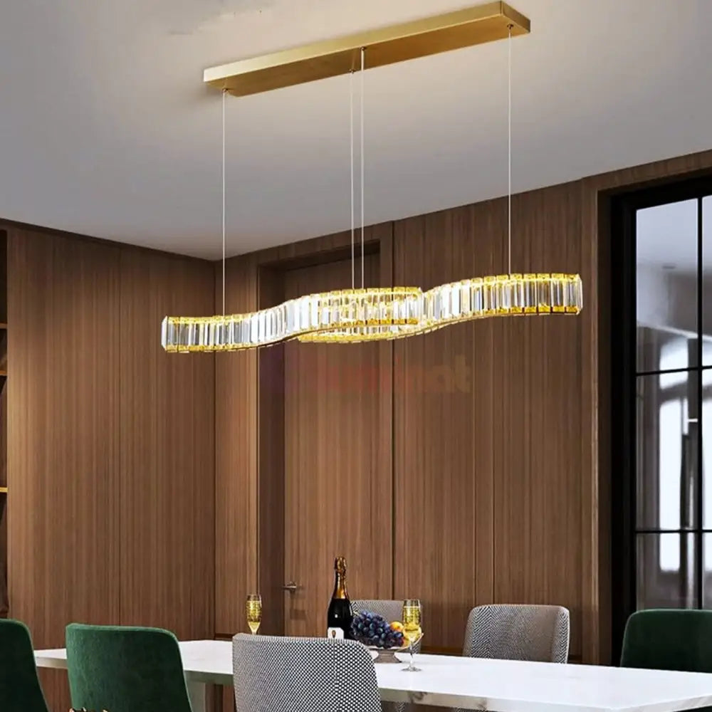 Lustra Led Cristal Suspendata Two Wave Echivalent 400W Ceiling Light Fixtures