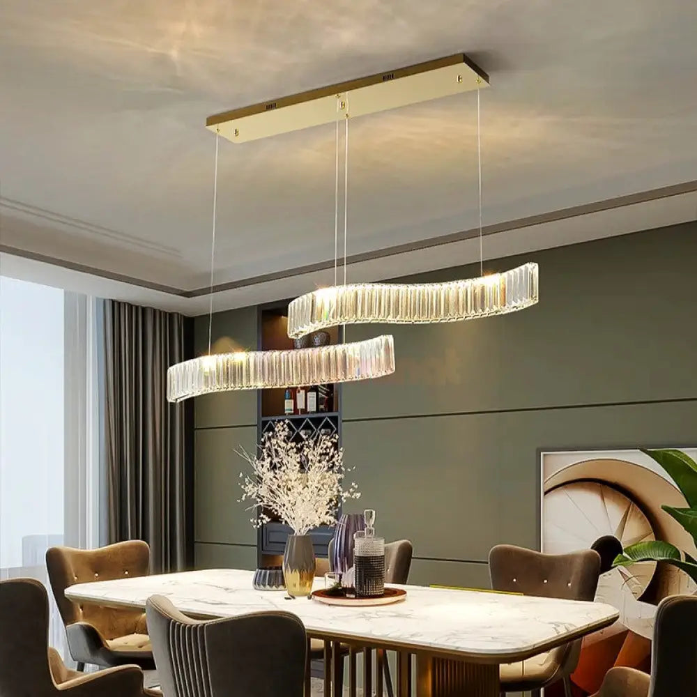 Lustra Led Cristal Suspendata Two Wave Echivalent 400W Ceiling Light Fixtures
