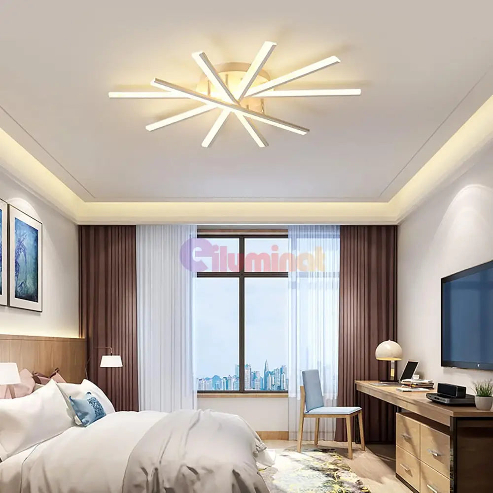 Lustra LED CROSS LINNES Alb Echivalent 800W Telecomanda ALBA / 95CM / MINIMALIST DESIGN Lighting Fixtures