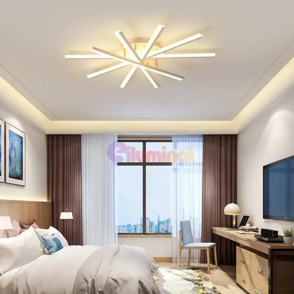 Lustra LED CROSS LINNES Alb Echivalent 800W Telecomanda ALBA / 95CM / MINIMALIST DESIGN Lighting Fixtures