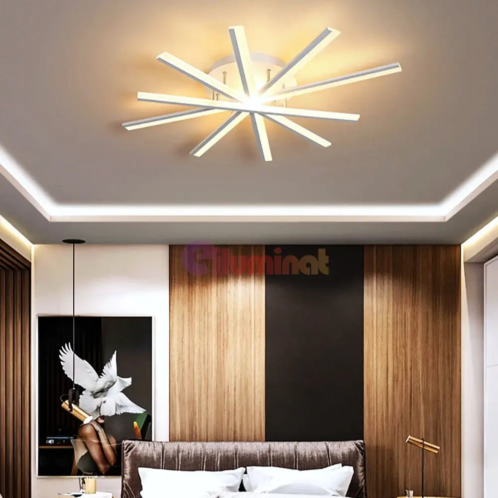 Lustra LED CROSS LINNES Alb Echivalent 800W Telecomanda ALBA / 95CM / MINIMALIST DESIGN Lighting Fixtures
