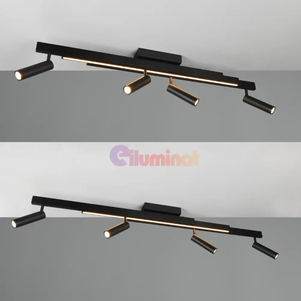 Lustra LED cu 4 Spoturi pe Sina ZENO Black NEAGRA / 133CM led ceiling light