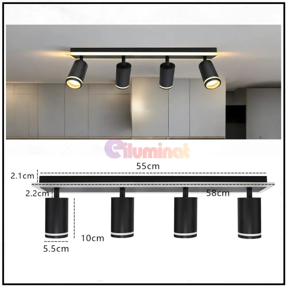 Spot Pe Sina Reglabil 4Xgu10 Noir Glow Led Ceiling Light