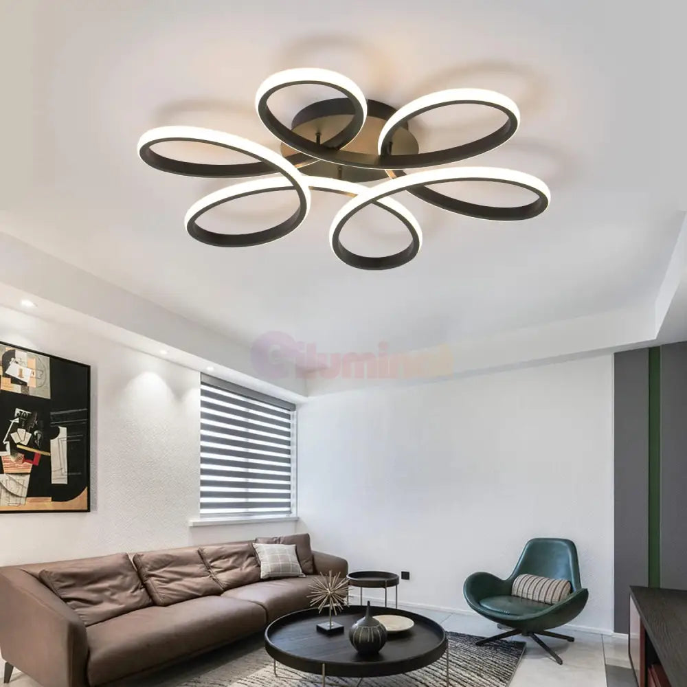 Lustra LED DAISY Black Echivalent 800W Telecomanda Lighting Fixtures