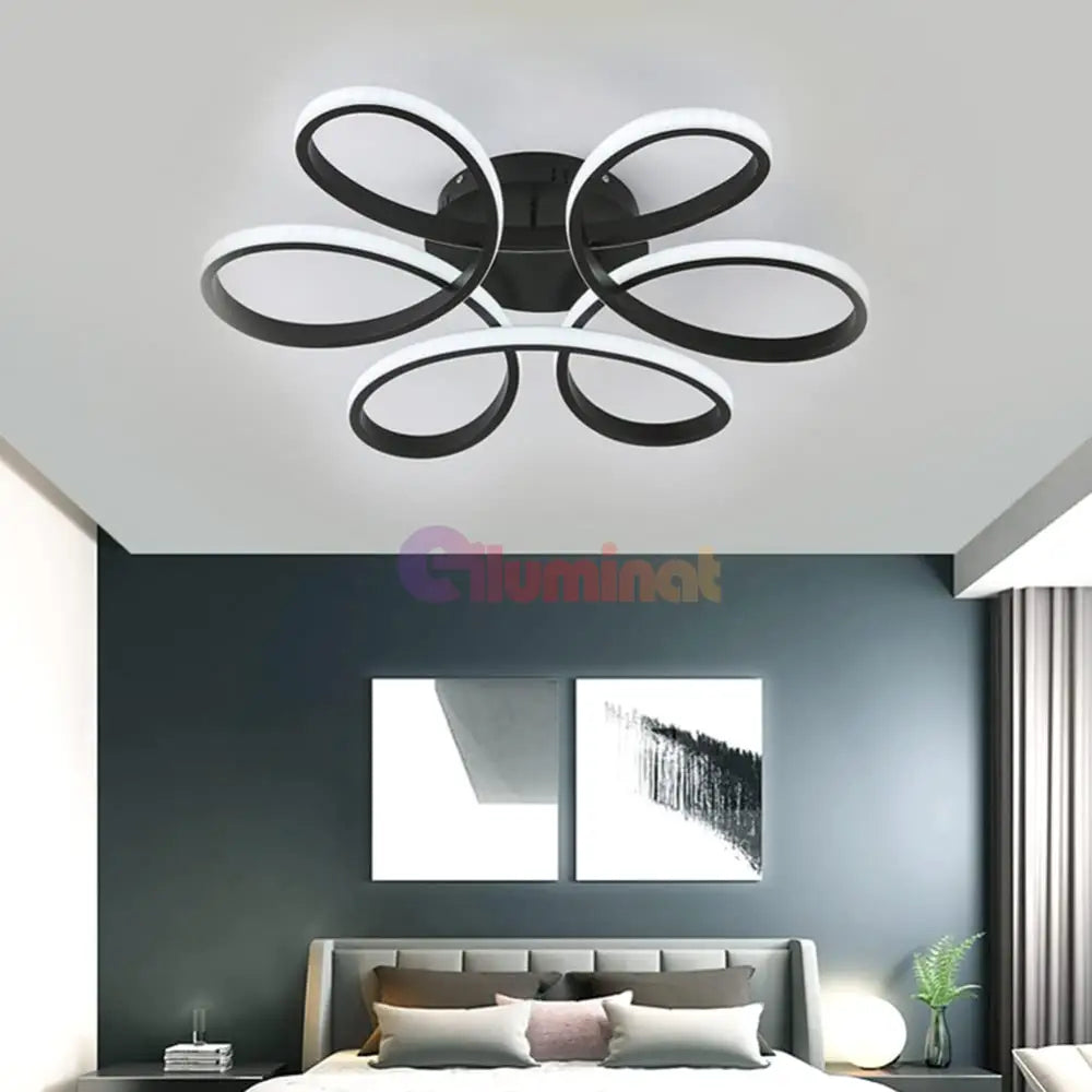 Lustra LED DAISY Black Echivalent 800W Telecomanda Lighting Fixtures