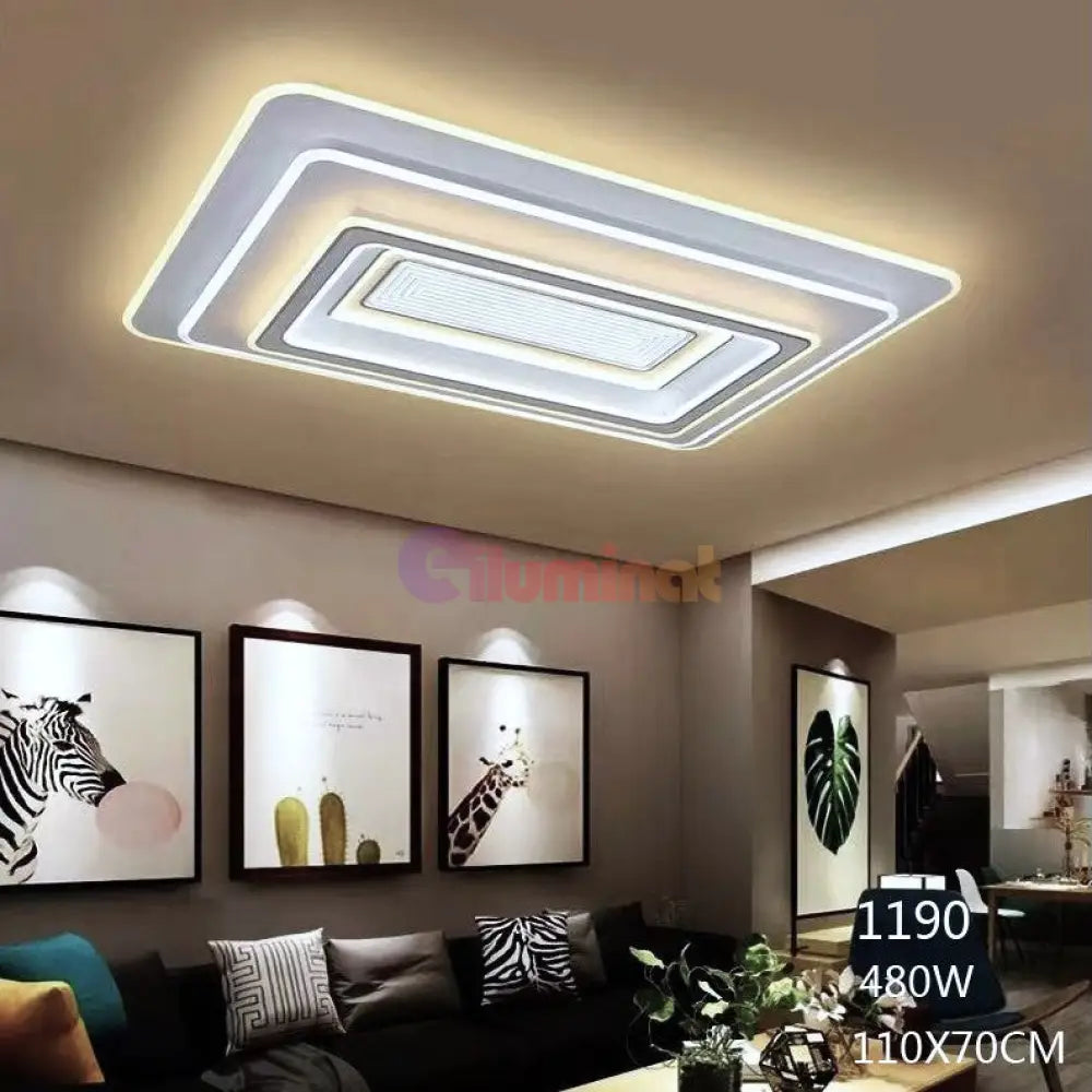 Lustra Led Dreptunghiulara 110X70Cm Echivalent 1200W Telecomanda Lighting Fixtures