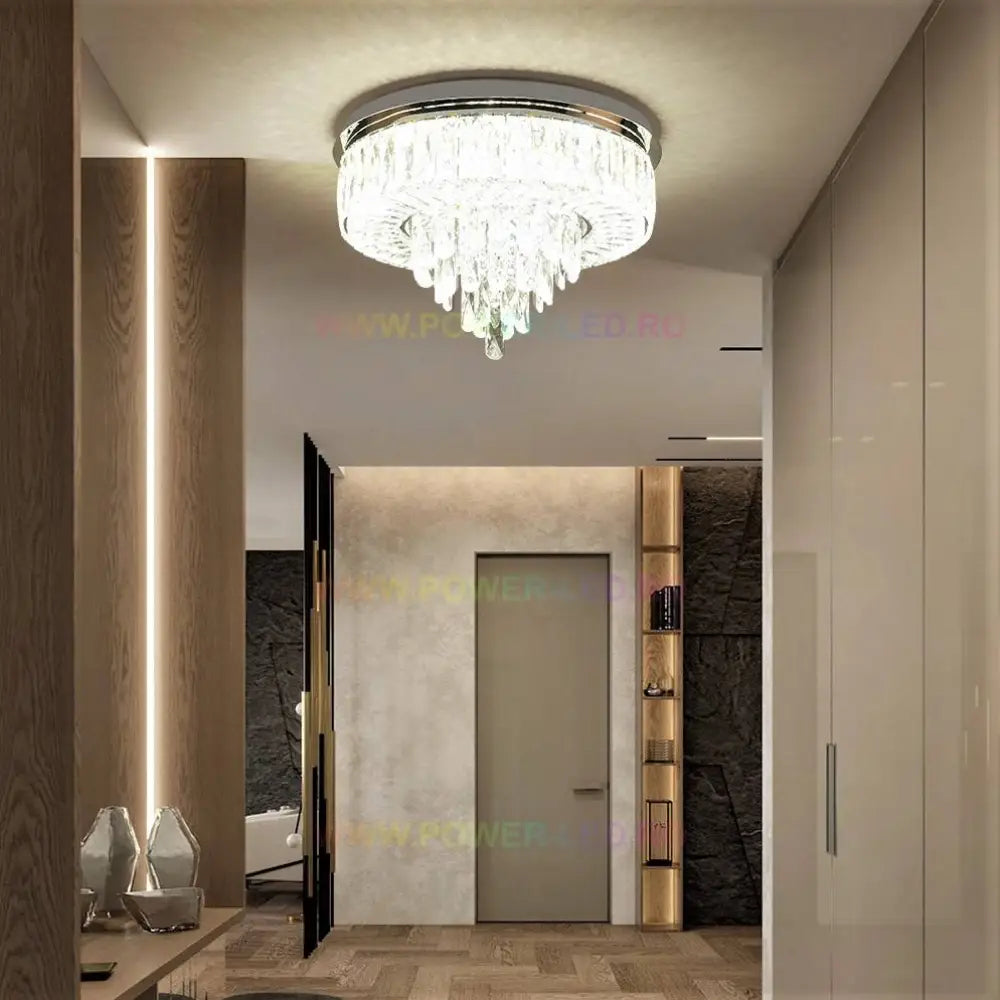 Lustra Led 100W Elegance Circle Maxi Cristal Telecomanda Lighting Fixtures