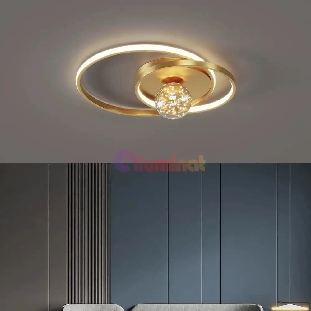 Lustra LED Enigma Gold Echivalent 300W Telecomanda AURIE / MINIMALIST DESIGN / 55CM Lighting Fixtures