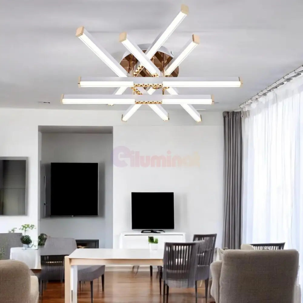 Lustra LED FERGA LINES Gold Echivalent 700W Telecomanda AURIE / 60CM / MINIMALIST DESIGN Lighting Fixtures