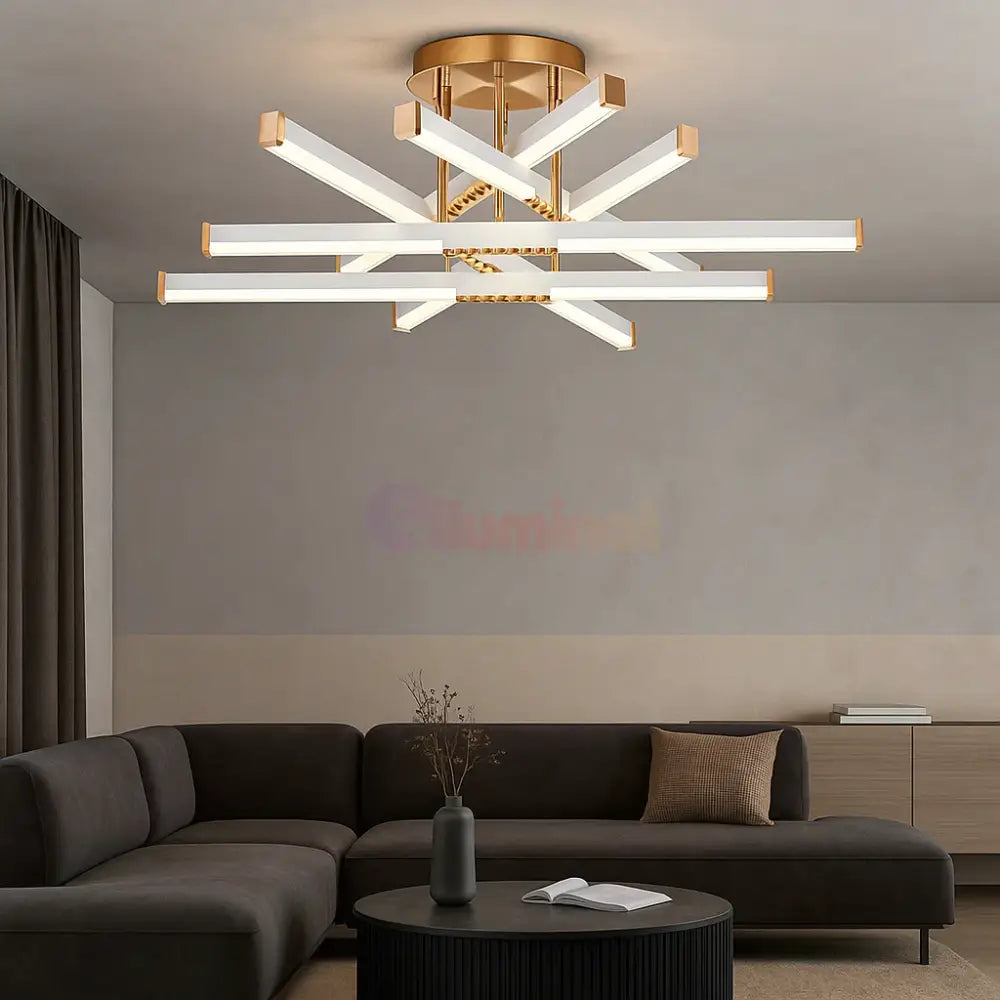 Lustra LED FERGA LINES Gold Echivalent 700W Telecomanda AURIE / 60CM / MINIMALIST DESIGN Lighting Fixtures