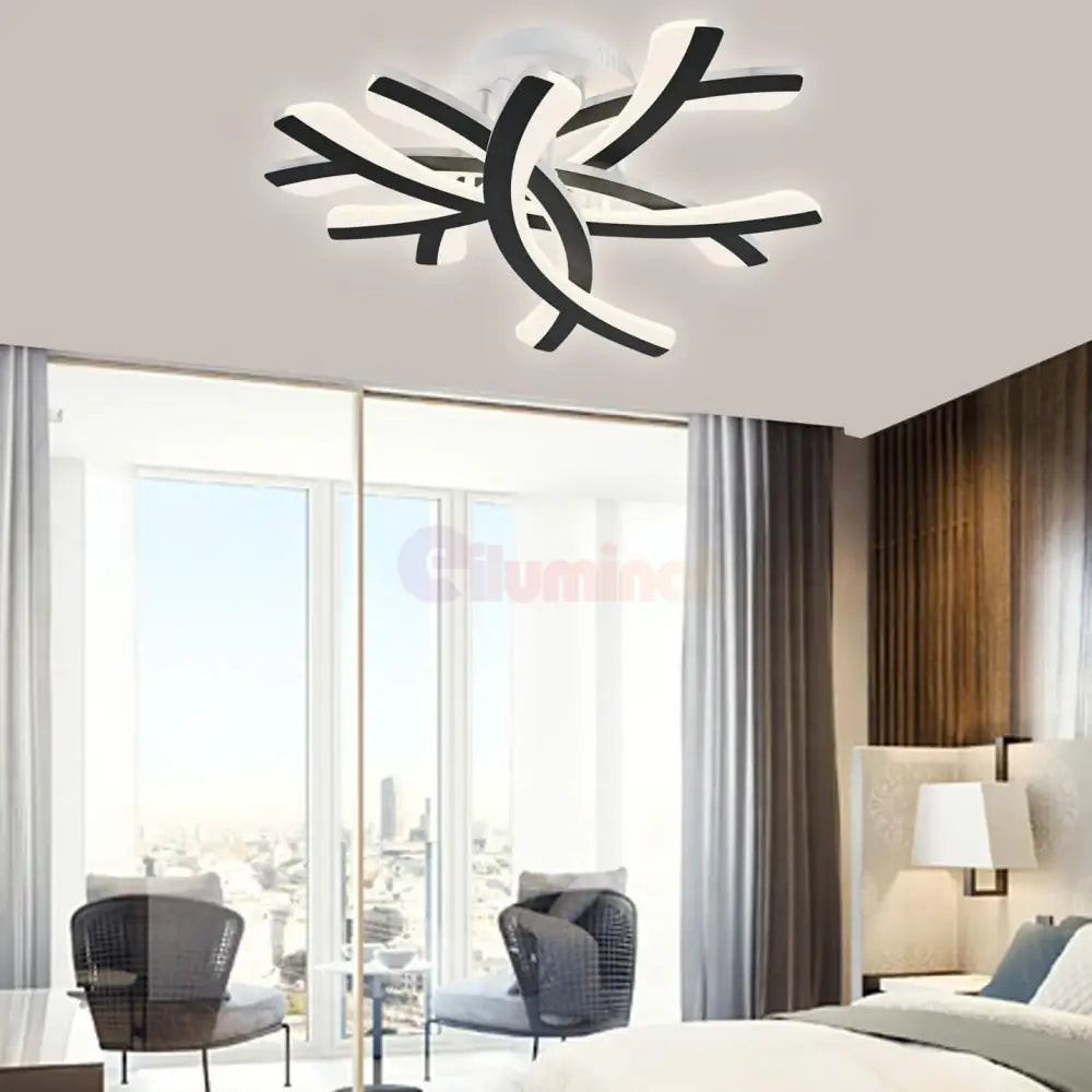 Lustra LED Fynora Black Echivalent 600W Telecomanda NEAGRA / 50CM / MINIMALIST DESIGN Lighting Fixtures