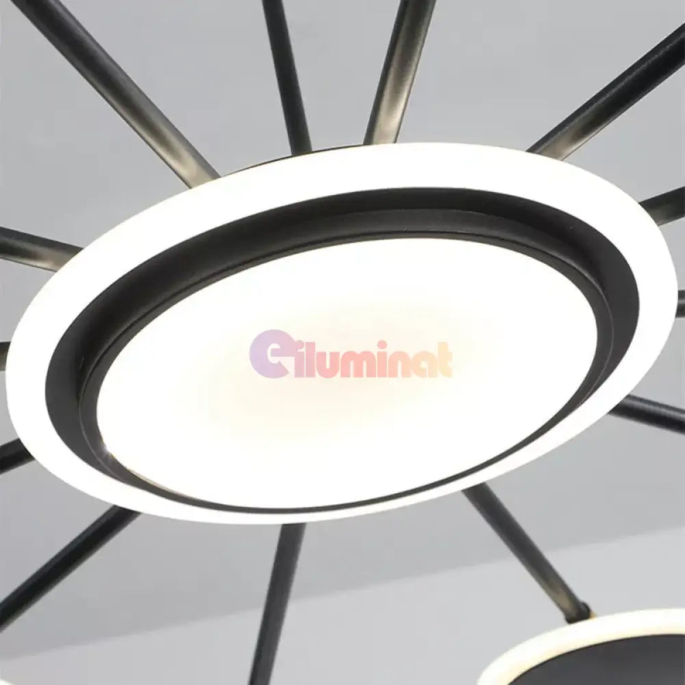 Lustra Led Gambit Black 4 + 4 + 1 Brate Reglabile Echivalent 600W Telecomanda Led Ceiling Light