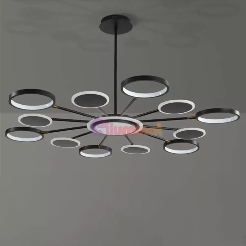 Lustra Led Gambit Black 6 + 6 + 1 Brate Reglabile Echivalent 800W Telecomanda Led Ceiling Light