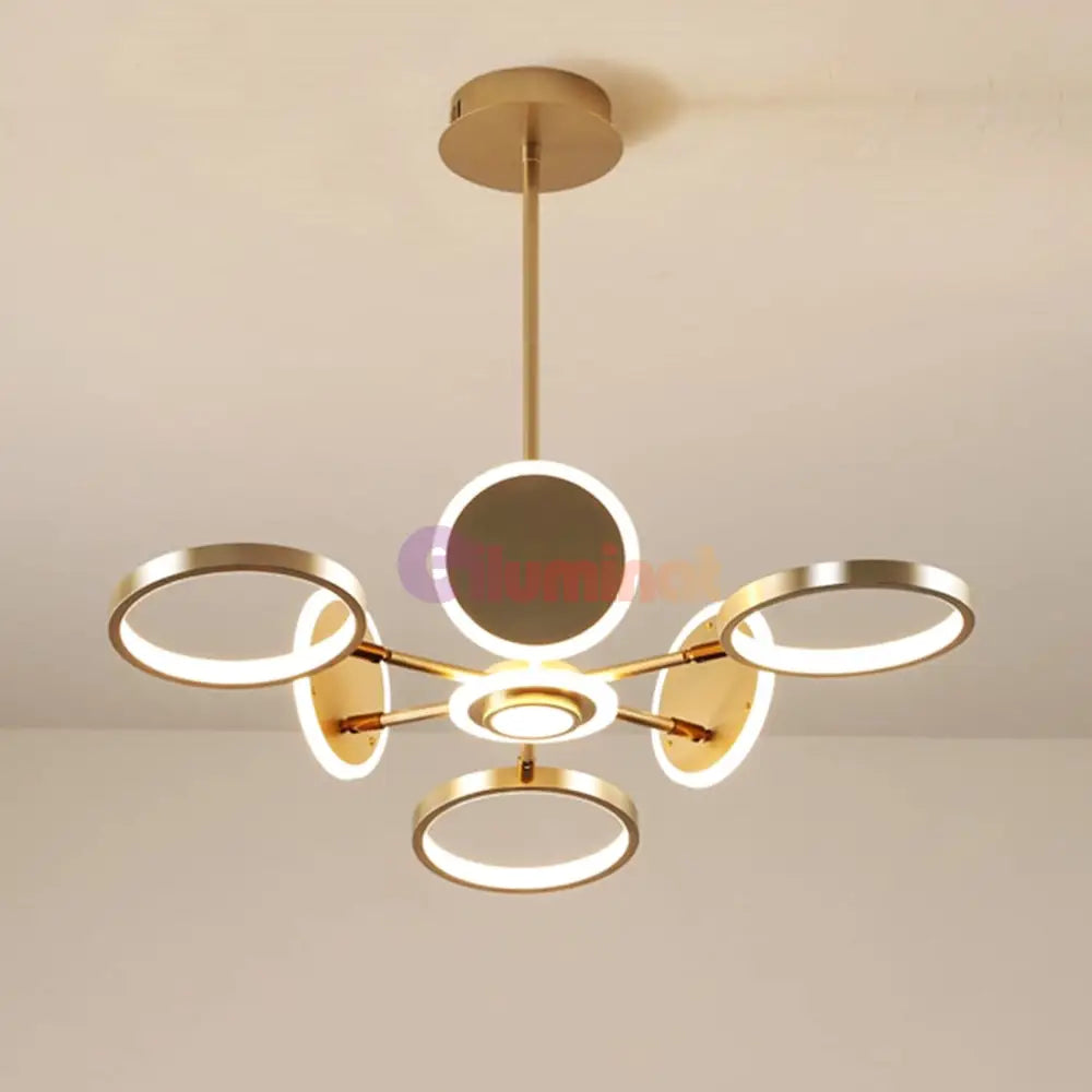 Lustra Led Gambit Gold 3 + 3 + 1 Brate Reglabile Echivalent 500W Telecomanda Led Ceiling Light