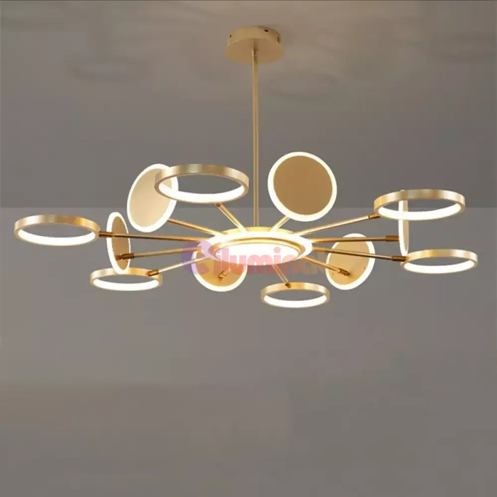 Lustra Led Gambit Gold 6 + 6 + 1 Brate Reglabile Echivalent 800W Telecomanda Led Ceiling Light