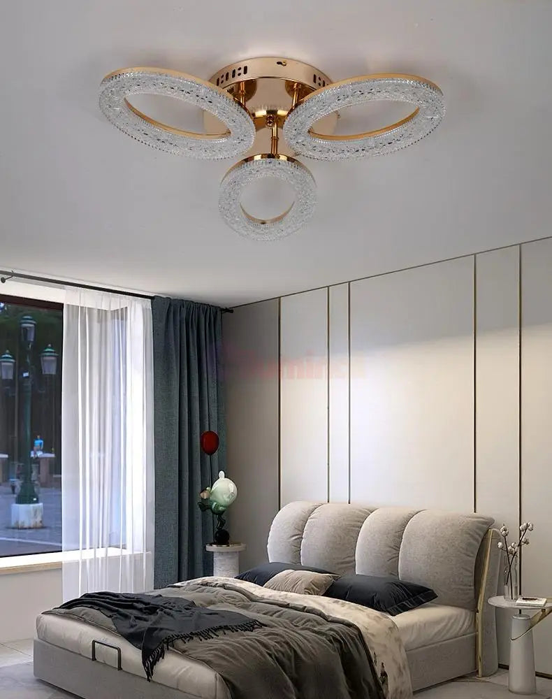 Lustra Led Golden 3 Ovals Echivalent 250W Telecomanda Lighting Fixtures