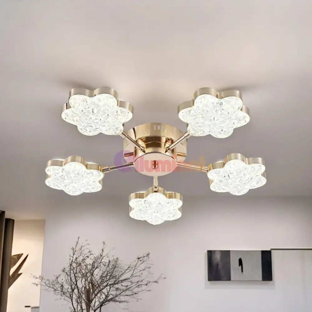 Lustra Led Golden Flowers Echivalent 400W Lighting Fixtures