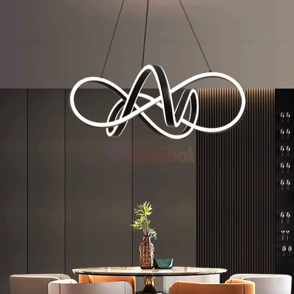 Lustra Led Infinity King Black Echivalent 1000W Telecomanda Chandeliers